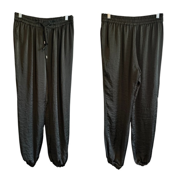 ZARA Trafaluc Collection Black Woman's Elastic Drawstring Waste Jogger Pants, M - Picture 1 of 11